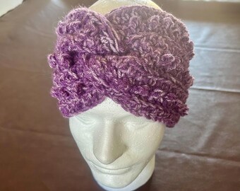 Handmade Crochet Headband Ear Warmer Purple