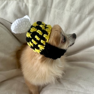 ANY Size Bumble Bee Dog Hat Handmade Crochet Size XS, Small, Medium, Large, Extra Large Puppy Cat Halloween Costume image 2