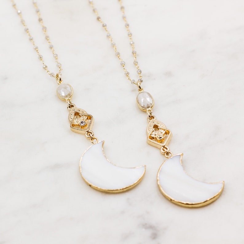 Gold Fan Necklace vintage bracelet celestial jewelry Gypset Jewelry Vintage Crescent Moon Layering Necklace