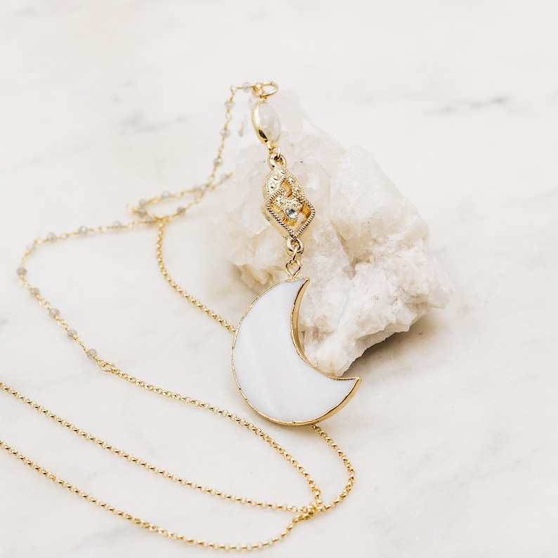 Gold Fan Necklace vintage bracelet celestial jewelry Gypset Jewelry Vintage Crescent Moon Layering Necklace