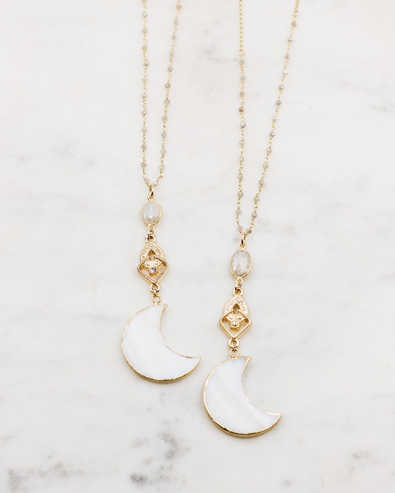 Gold Fan Necklace vintage bracelet celestial jewelry Gypset Jewelry Vintage Crescent Moon Layering Necklace