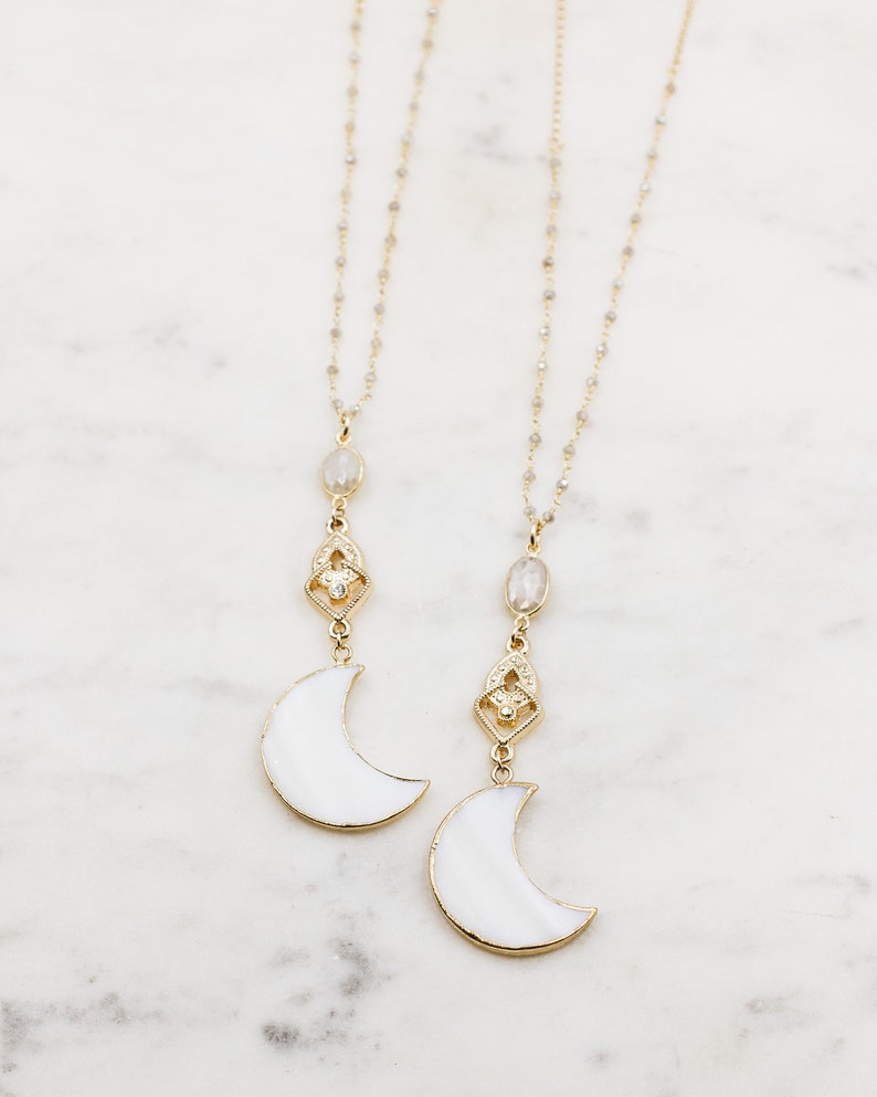 Gold Fan Necklace vintage bracelet celestial jewelry Gypset Jewelry Vintage Crescent Moon Layering Necklace