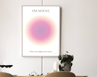 Colorful Gradient print: Imagine, Soul Alignment Gradient Art, Instant Download for Spiritual Homes, Mindfulness Gradient Art, Print at Home