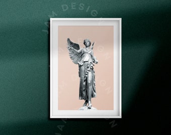 Minimalist Greek Statue Print - Classical Greek Art – Stunning Silhouette on Solid Background - Digital Download Art  Home Decor Poster