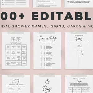 Minimalist Bridal Shower Games Bundle, Editable Wedding Shower Games, Printable Bachelorette Party, Bride or Groom Game, Instant Download