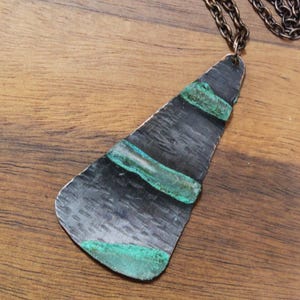 Hand Forged Patina Copper Verdigris Necklace: Boho Tribal Jewelry