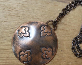 Hand Stamped Copper Flower Necklace, Boho Pendant Necklace, Bohemian Necklace, Boho Jewelry, Nature Lover Gifts, Copper Jewelry