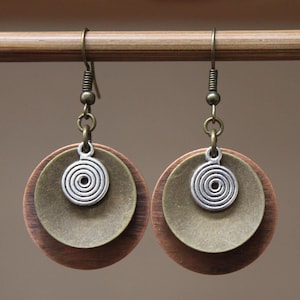 Kupfer Boho Ohrringe Baumeln Tropfen Ohrringe Boho Schmuck gemischt Metall Ohrringe rustikale Ohrringe Boho Ohrringe Schmuck Geschenk für Frauen