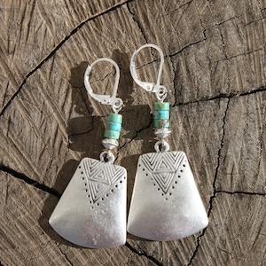 Silver Turquoise Earrings Dangle Drop Earrings Boho Earrings Bohemian Earrings Boho jewelry Earrings Gift for women