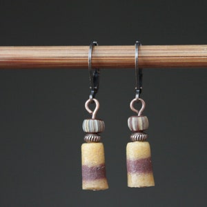 Brown Earrings Boho Earrings Dangle Earrings Glass Earrings Rustic Earrings Ethnic Earrings African Earrings Unique Earrings image 1