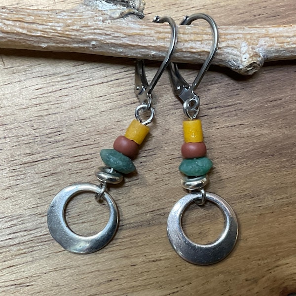 Piccoli orecchini pendenti in argento stile boho, gioielli etnici