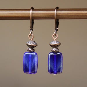 Blue Earrings Czech Glass Earrings Dangle Drop Earrings Small Earrings Gift for her Gift for women