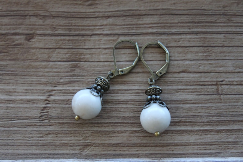 Ivory Earrings Dangle Earrings Drop Earrings Birthday Gift for women Gift for her image 4