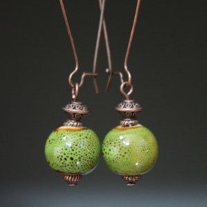 Green Earrings Ceramic Earrings Dangle Drop Earrings Earthy Earrings Rustic earrings Gift for women Gift for her image 6