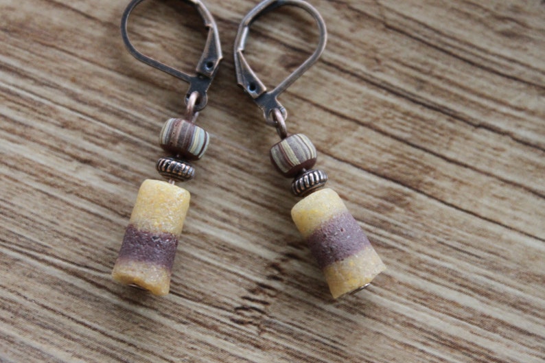 Brown Earrings Boho Earrings Dangle Earrings Glass Earrings Rustic Earrings Ethnic Earrings African Earrings Unique Earrings image 7