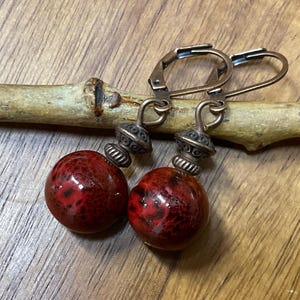 Red Earrings, Ceramic Earrings, Dangle Earrings, Drop Earrings, Earthy Earrings Ceramic Jewelry, Rustic Earrings