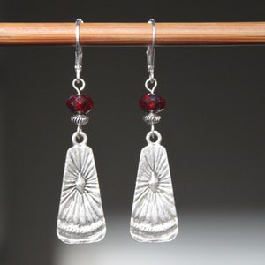 Red Boho Silver Dangle Earrings, Boho Jewelry, Bohemian Earrings, Czech Glass Earrings, Gift for Her, Gift for women image 8