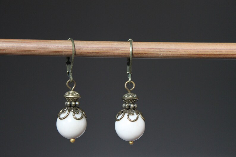 Ivory Earrings Dangle Earrings Drop Earrings Birthday Gift for women Gift for her image 4