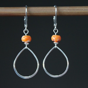 Sterling Silver Earrings, Dangle Earrings, Spiny Oyster Earrings, Drop Earrings, Teardrop Earrings, Gift for women, Gift for her
