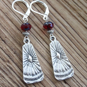 Red Boho Silver Dangle Earrings, Boho Jewelry, Bohemian Earrings, Czech Glass Earrings, Gift for Her, Gift for women image 10