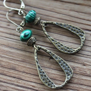Green Brass Earrings Dangle Boho Earrings Boho Jewelry Gifts for women Earrings Gift for her Gifts image 9