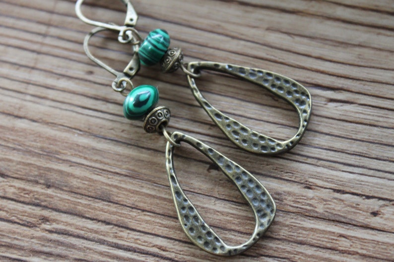 Green Brass Earrings Dangle Boho Earrings Boho Jewelry Gifts for women Earrings Gift for her Gifts image 9