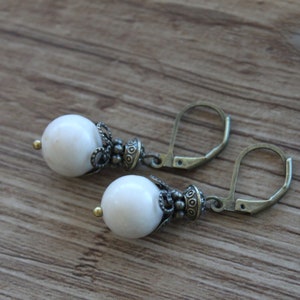 Ivory Earrings Dangle Earrings Drop Earrings Birthday Gift for women Gift for her image 3