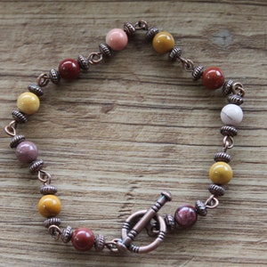Mookaite Beaded Boho Bracelet Boho Jewelry Bohemian Bracelet Gemstone Bracelet Earthy Bracelet Earthy Jewelry Fall Jewelry 6MM