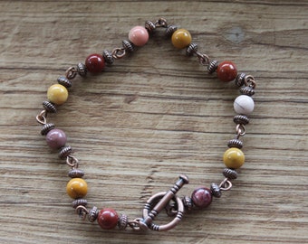 Mookaite Beaded Boho Bracelet Boho Jewelry Bohemian Bracelet Gemstone Bracelet Earthy Bracelet Earthy Jewelry Fall Jewelry 6MM