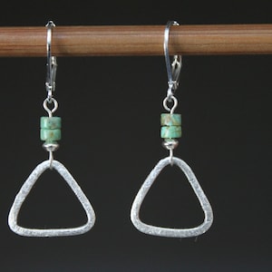 Genuine Turquoise Sterling Silver Earrings Dangle Earrings Drop Earrings Geometric Earrings Gift for women Gift for her
