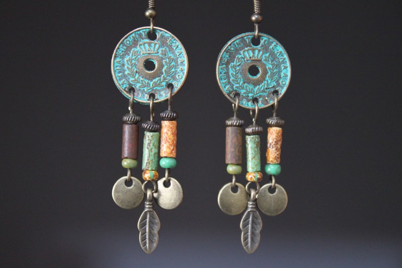 Turquoise Boho Earrings Dangle Earrings Boho jewelry Chandelier Drop Earrings Gypsy Ethnic Earrings Gift for women image 6