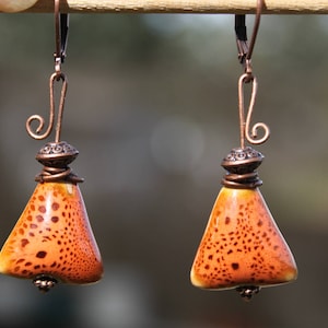 Orange Earrings Ceramic Earrings Dangle Earrings Drop Earrings Earthy Earrings Rustic Earrings Gift For Women Gift For her
