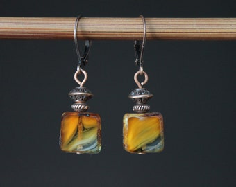 Yellow Topaz Earrings Dangle Drop Czech Glass Earrings Drop Earrings Gifts for women Gift for her