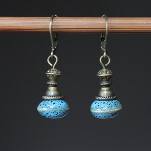 Blue Ceramic Earrings, Dangle Drop Earrings, Rustic Earrings, Earthy Earrings, Blue Jewelry, Gift For women image 9