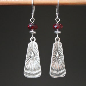 Red Boho Silver Dangle Earrings, Boho Jewelry, Bohemian Earrings, Czech Glass Earrings, Gift for Her, Gift for women image 9