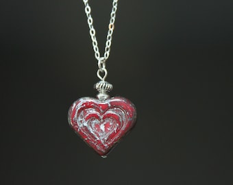 Collier coeur en argent sterling Collier coeur rouge Bijoux coeur Cadeau pour maman Fête des mères Cadeau pour femme Cadeau pour elle