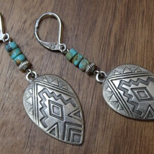 Turquoise Silver Earrings, Dangle Earrings, Boho Earrings, Boho Jewelry, Bohemian Earrings, Southwest Earrings, Western Jewelry image 4