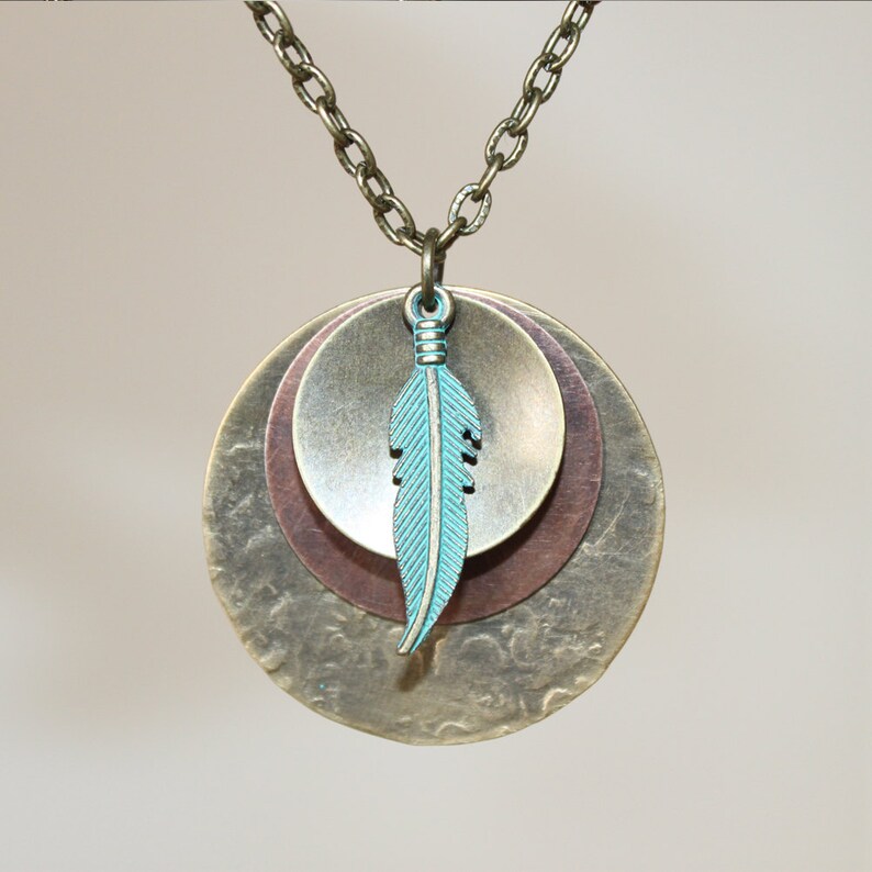 Boho Necklace pendant Bohemian Jewelry Necklace Pendant Boho pendant Necklace Boho Jewelry Mixed Metal Pendant Bohemian Jewelry