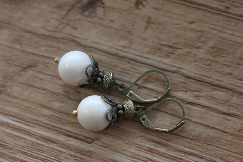 Ivory Earrings Dangle Earrings Drop Earrings Birthday Gift for women Gift for her image 6