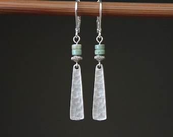 Turquoise Silver Bobo Earrings / Dangle Earrings / Small Drop Earrings / Boho Jewelry / Gift for women / Gift for her