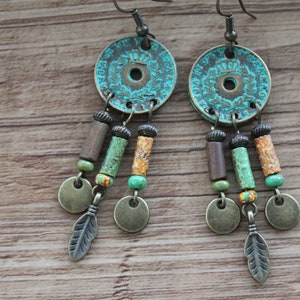 Turquoise Boho Earrings Dangle Earrings Boho jewelry Chandelier Drop Earrings Gypsy Ethnic Earrings Gift for women image 9