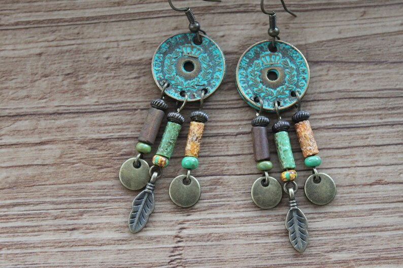 Turquoise Boho Earrings Dangle Earrings Boho jewelry Chandelier Drop Earrings Gypsy Ethnic Earrings Gift for women image 9