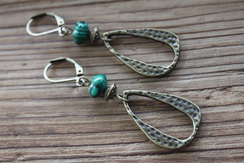 Green Brass Earrings Dangle Boho Earrings Boho Jewelry Gifts for women Earrings Gift for her Gifts image 6