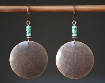 Turquoise Copper earrings Dangle Boho Earrings Boho Jewelry Bohemian Earrings Bohemian Jewelry Gift for women