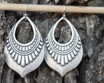 Boho Silver Earrings Dangle Earrings Boho Jewelry Bohemian Earrings Statement Earrings Ethnic Gypsy Hippie Earrings