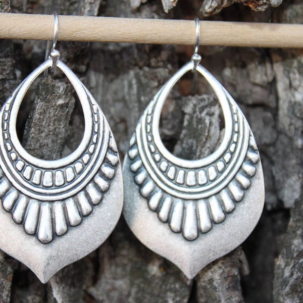 Boho Silver Earrings Dangle Earrings Boho Jewelry Bohemian Earrings Statement Earrings Ethnic Gypsy Hippie Earrings