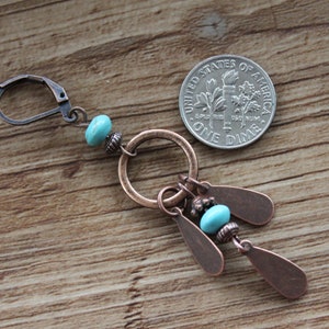 Turquoise Copper Earrings Dangle Drop Earrings Long Boho earrings Bohemian Earrings Boho jewelry Ethnic Earrings Gift for women image 3