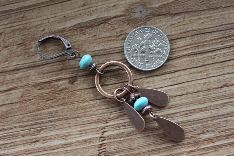 Turquoise Copper Earrings Dangle Drop Earrings Long Boho earrings Bohemian Earrings Boho jewelry Ethnic Earrings Gift for women image 3