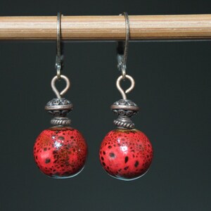 Red Earrings Ceramic Earrings Dangle Earrings Drop Earrings Earthy Earrings Ceramic Jewelry Rustic Earrings Gift for women