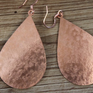 Copper Earrings / Large Boho Dangle Earrings / Long Drop Earrings / Bohemian Jewelry / Hammered Teardrop Earrings/ Statement Earrings